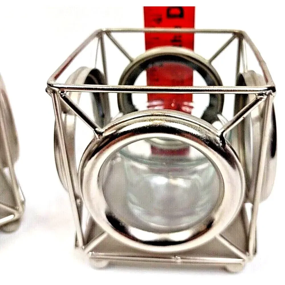 Metal and Glass Square Candle Holders 4 Sided Chrome Zodax Set Of 2 India